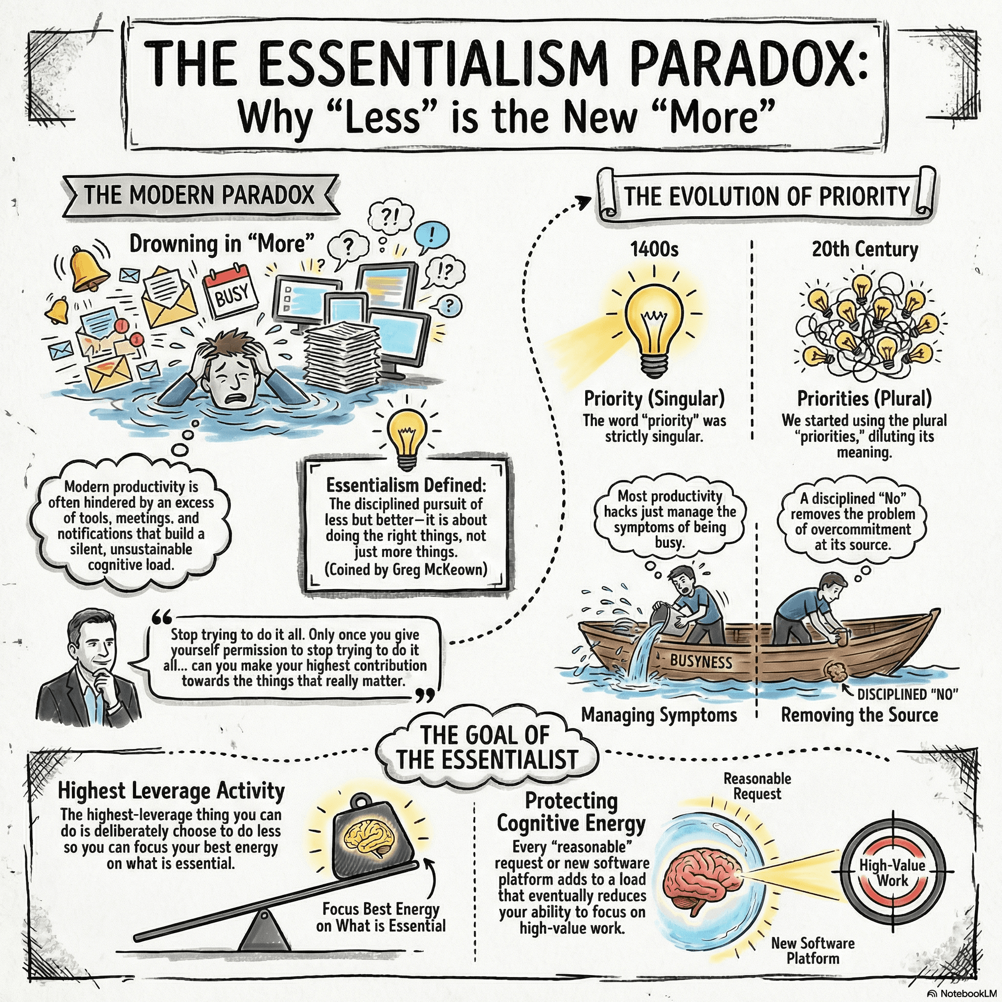 Infographic: The Power of Less Is More — Essentialism Overview