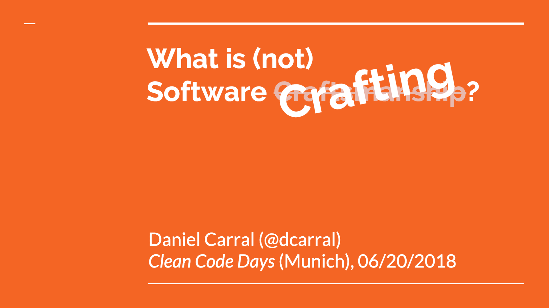 Slides cover for What is (not) Software Crafting?